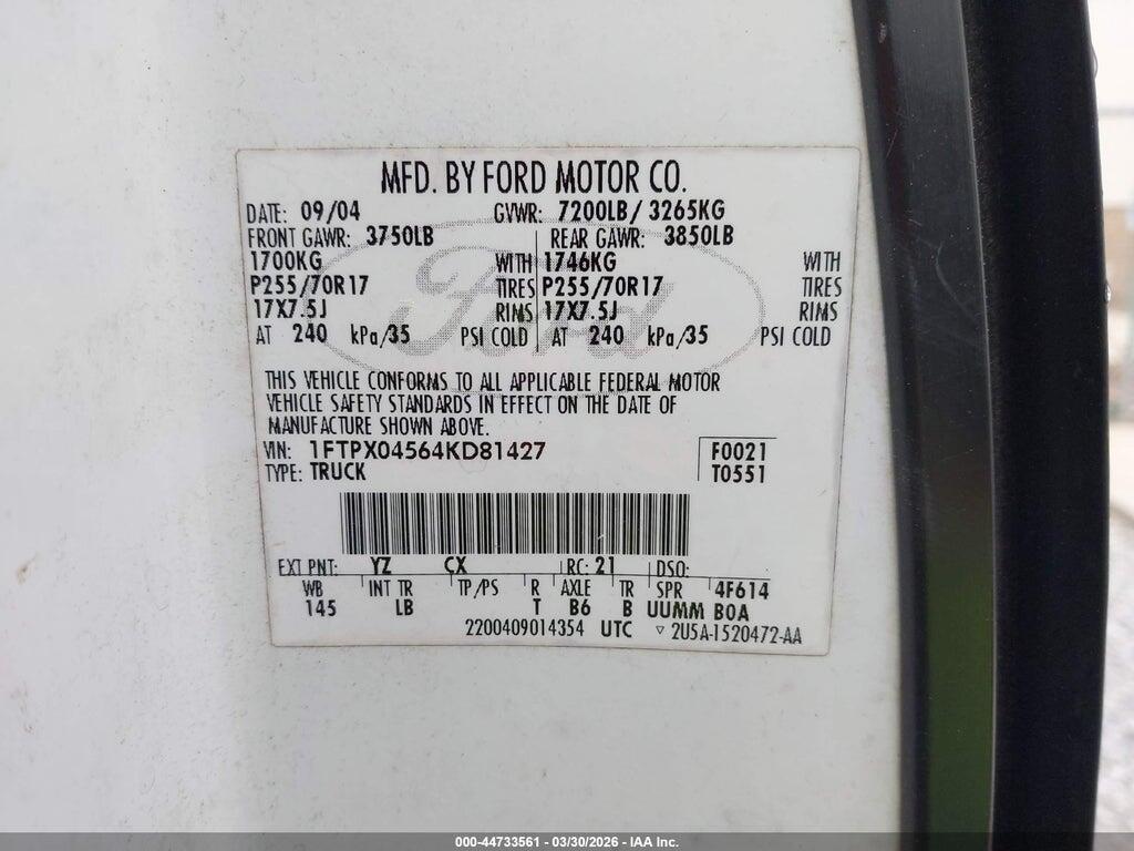 1FTPX04564KD81427 2004 FORD F-150 photo no. 9