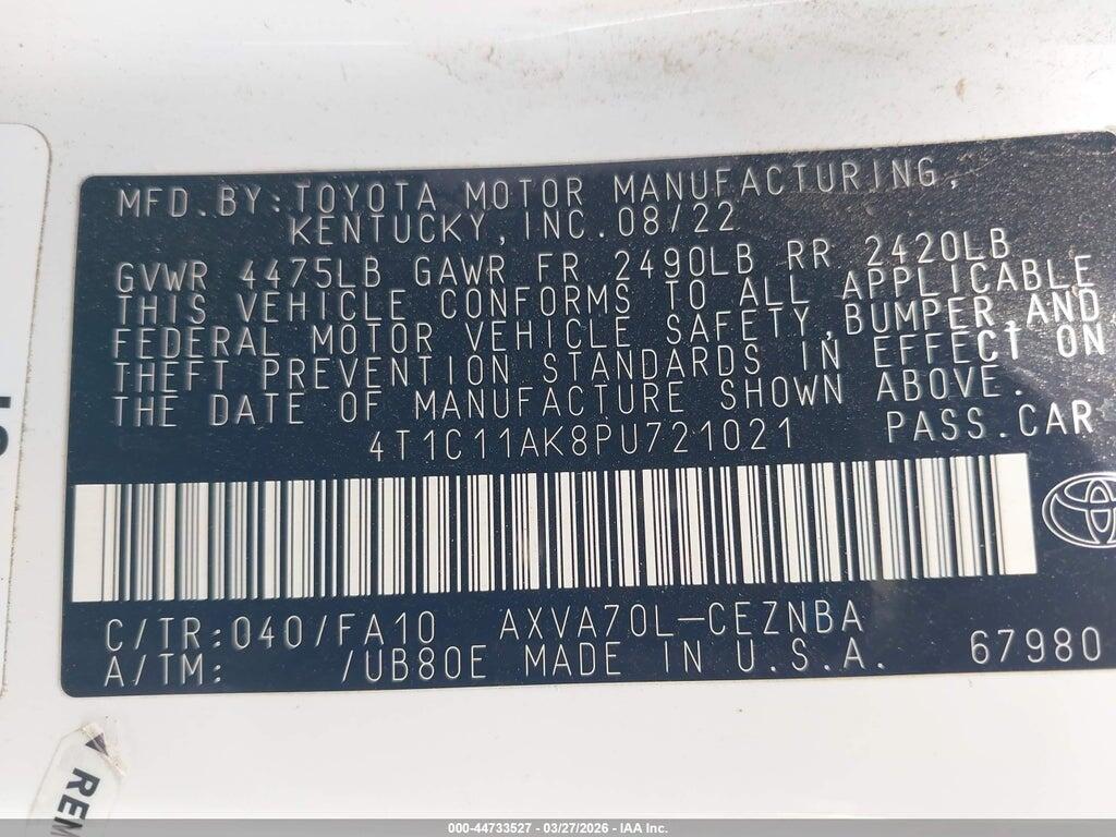 4T1C11AK8PU721021 2023 TOYOTA CAMRY photo no. 9