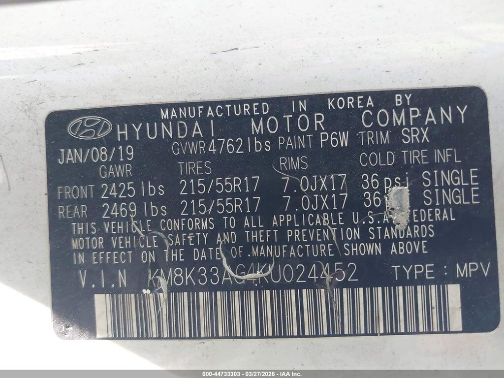 KM8K33AG4KU024452 2019 HYUNDAI KONA EV photo no. 9