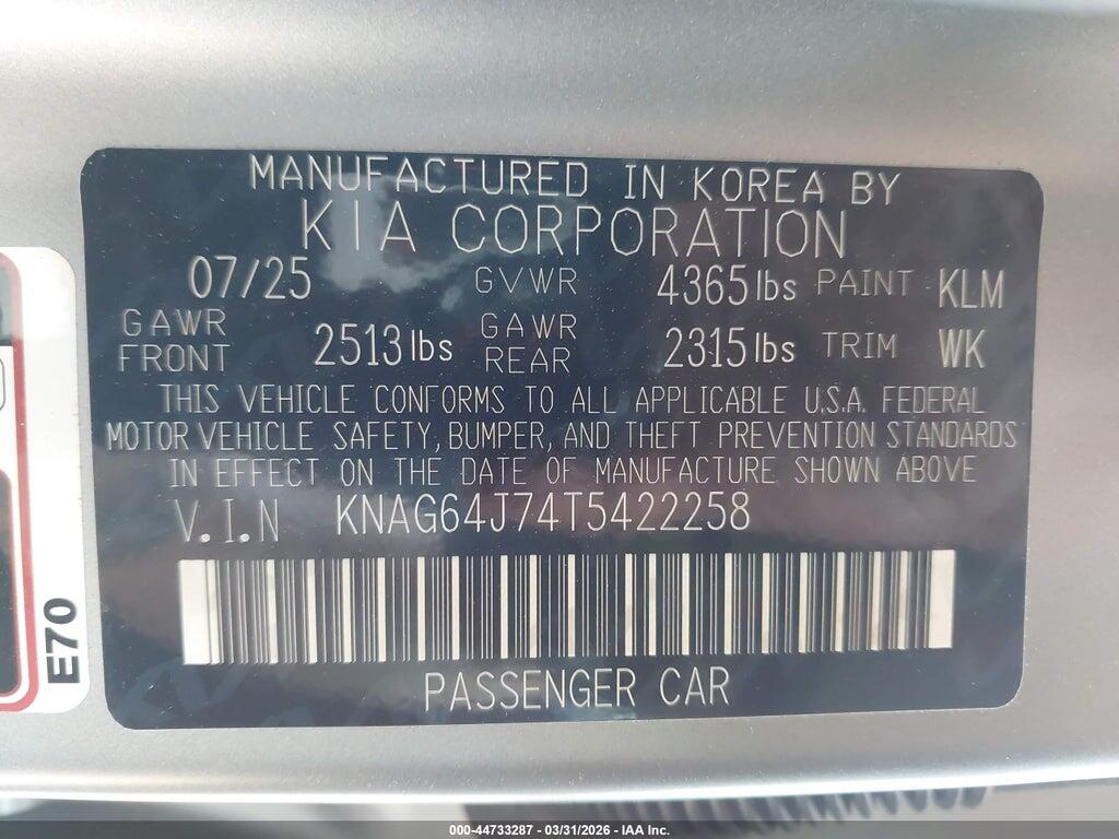 KNAG64J74T5422258 2026 KIA K5 photo no. 9
