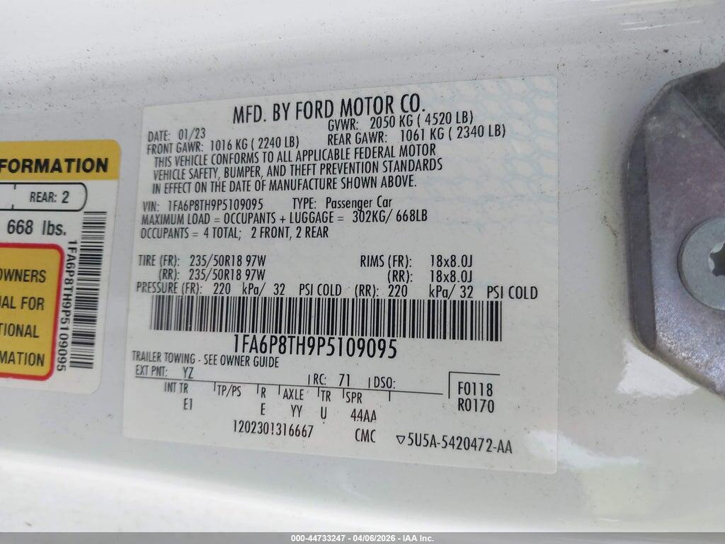 1FA6P8TH9P5109095 2023 FORD MUSTANG photo no. 9