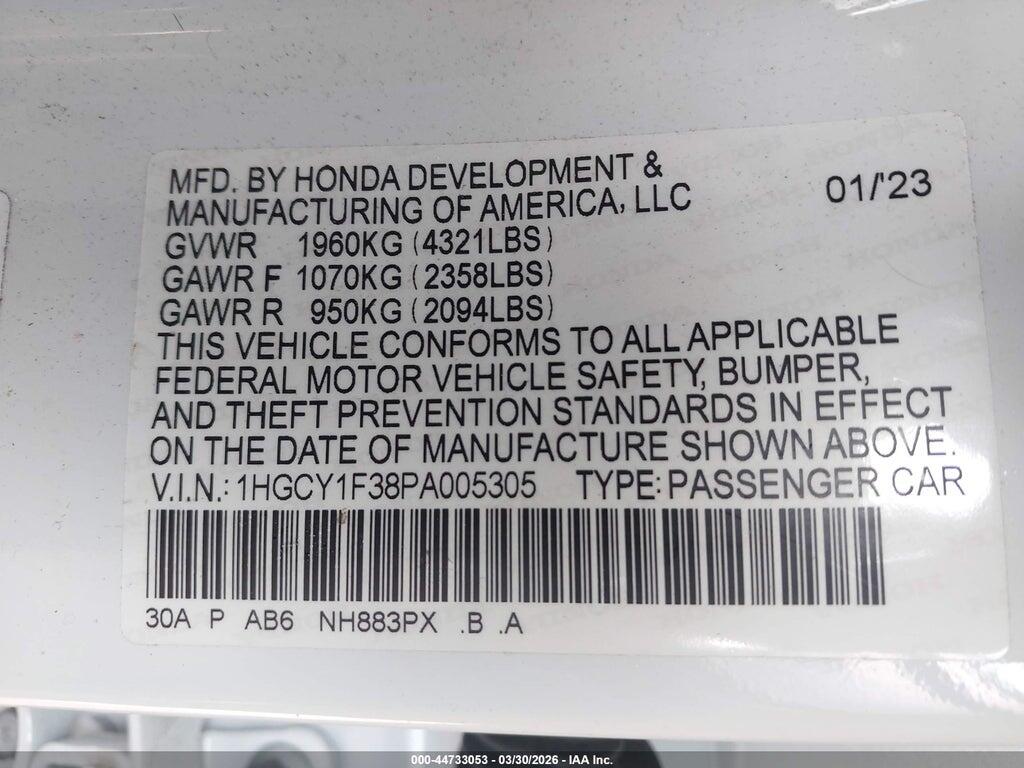 1HGCY1F38PA005305 2023 HONDA ACCORD photo no. 9