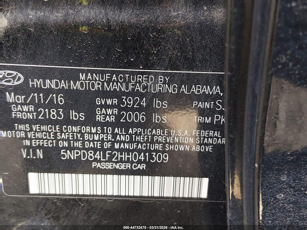 5NPD84LF2HH041309 2017 HYUNDAI ELANTRA photo no. 9