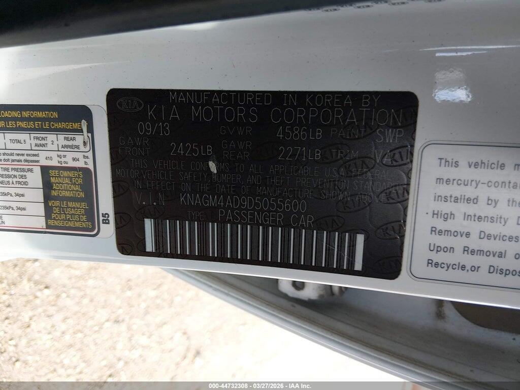 KNAGM4AD9D5055600 2013 KIA OPTIMA HYBRID photo no. 9