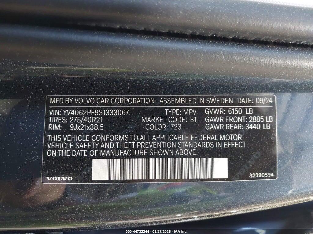YV4062PF9S1333067 2025 VOLVO XC90 photo no. 9