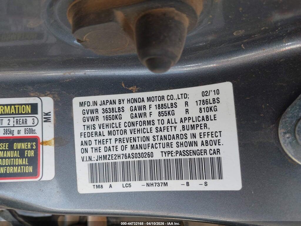 JHMZE2H76AS030260 2010 HONDA INSIGHT photo no. 9
