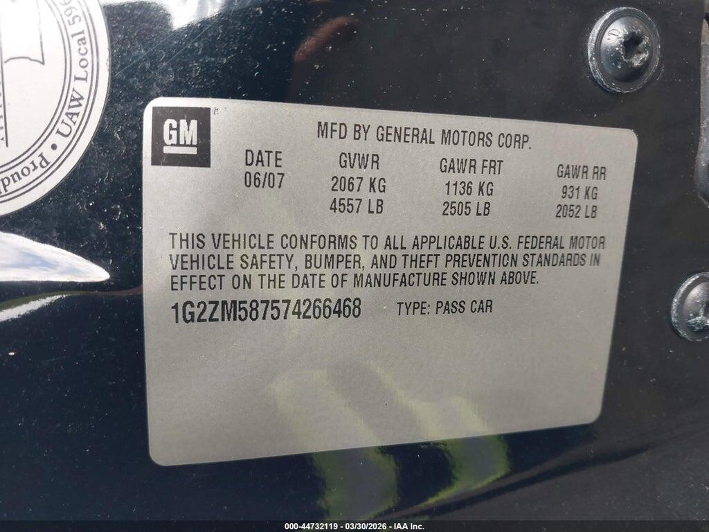1G2ZM587574266468 2007 PONTIAC G6 photo no. 9
