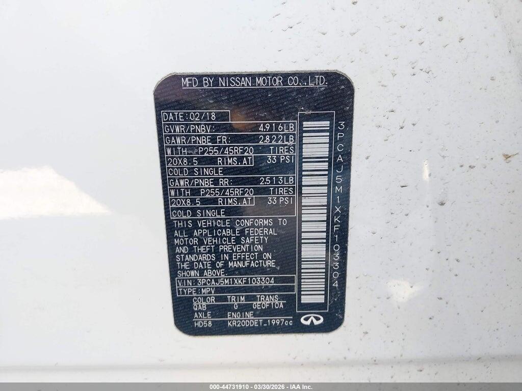 3PCAJ5M1XKF103304 2019 INFINITI QX50 photo no. 9