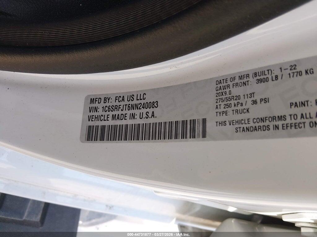 1C6SRFJT6NN240083 2022 RAM 1500 photo no. 9