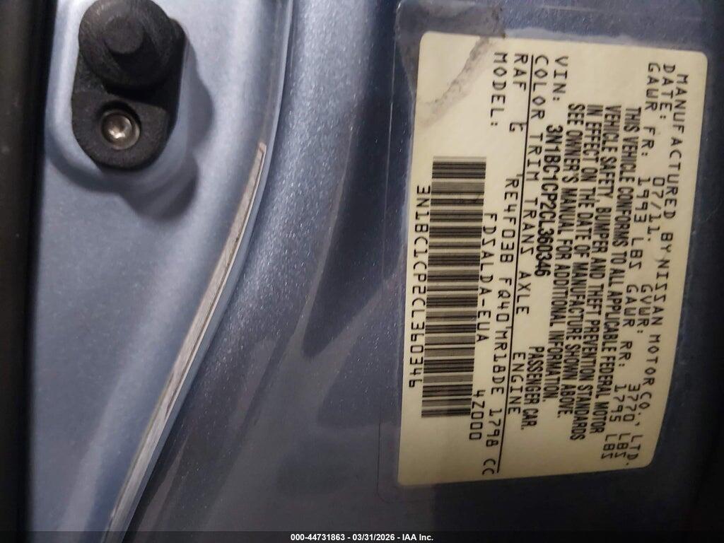 3N1BC1CP2CL360346 2012 NISSAN VERSA photo no. 9