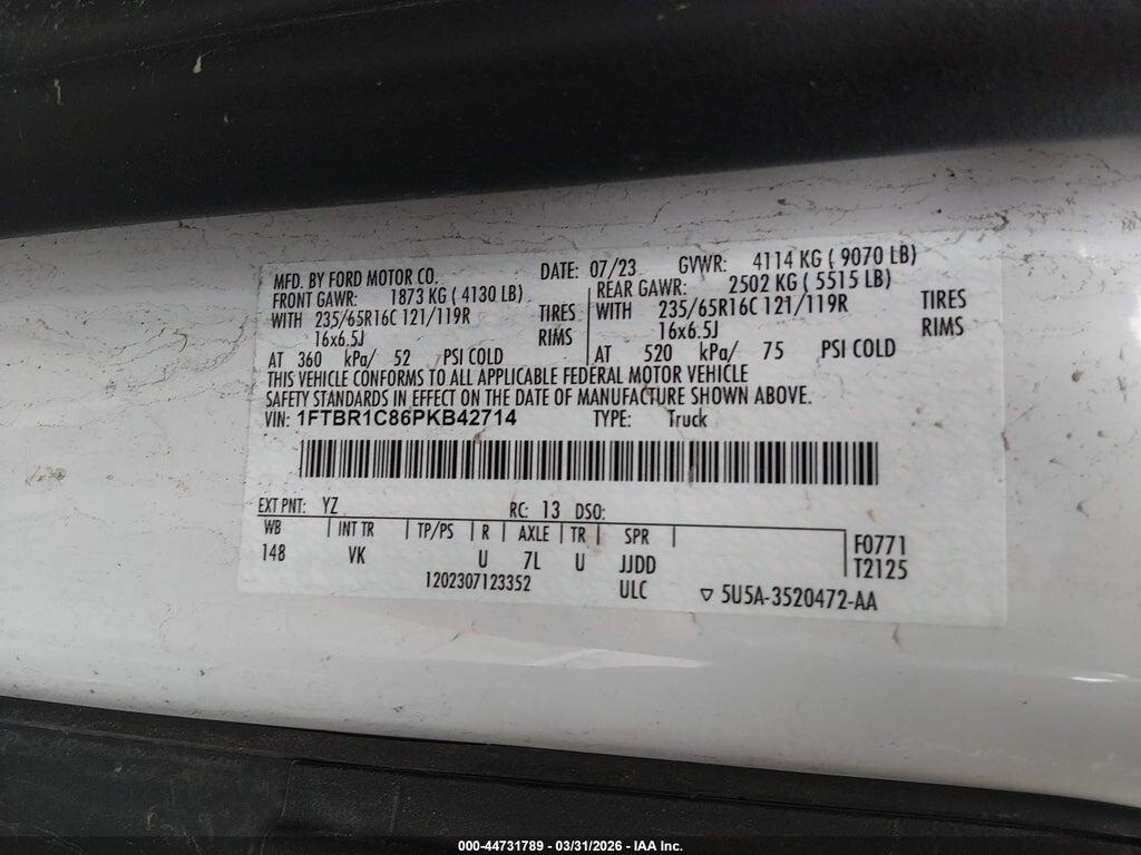 1FTBR1C86PKB42714 2023 FORD TRANSIT-250 photo no. 9