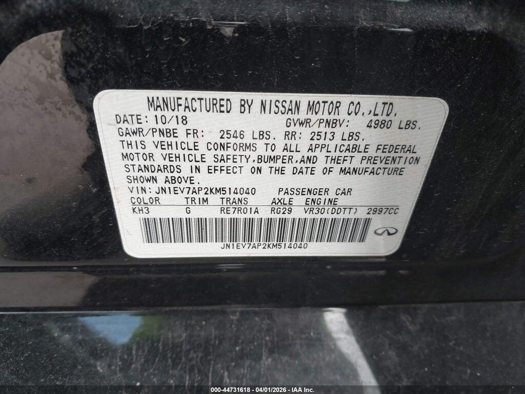 JN1EV7AP2KM514040 2019 INFINITI Q50 photo no. 9