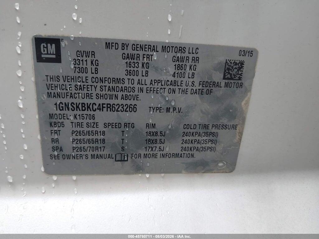 1GNSKBKC4FR623266 2015 CHEVROLET TAHOE photo no. 9