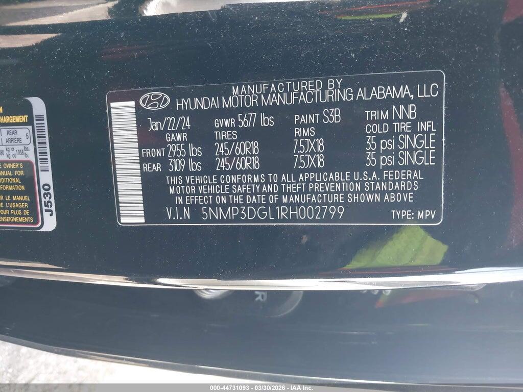5NMP3DGL1RH002799 2024 HYUNDAI SANTA FE photo no. 9