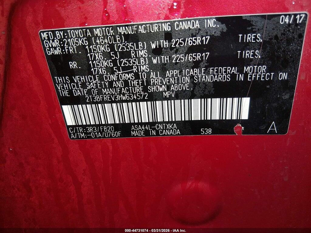 2T3BFREV3HW634572 2017 TOYOTA RAV4 photo no. 9