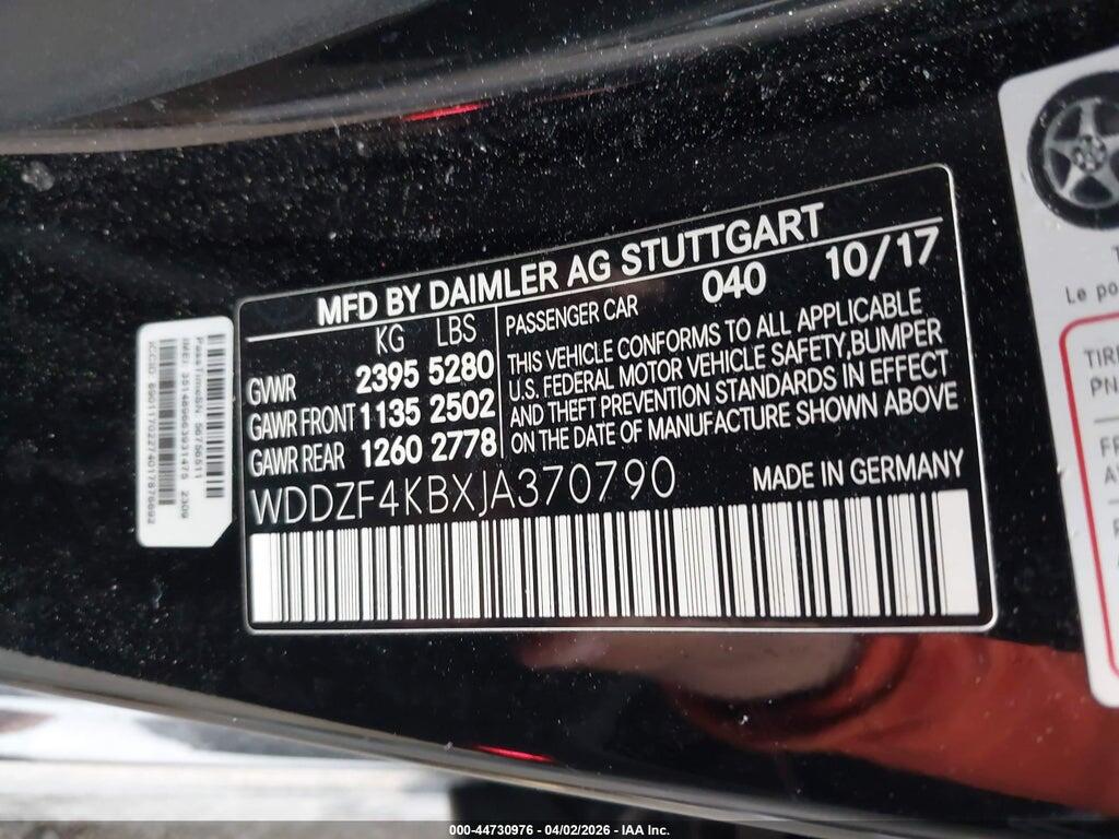 WDDZF4KBXJA370790 2018 MERCEDES-BENZ E 300 photo no. 9