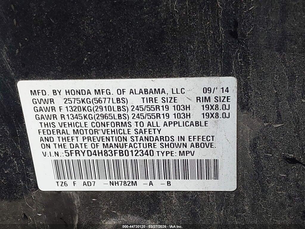 5FRYD4H83FB012340 2015 ACURA MDX photo no. 9