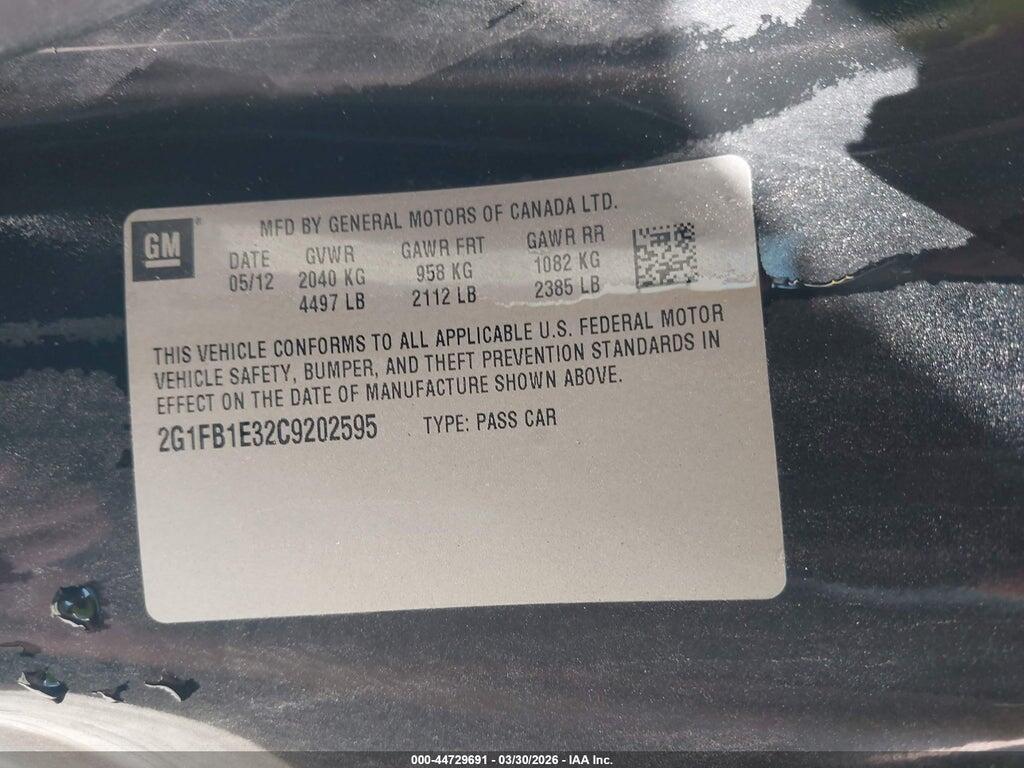 2G1FB1E32C9202595 2012 CHEVROLET CAMARO photo no. 9