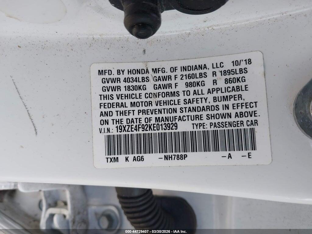 19XZE4F92KE013929 2019 HONDA INSIGHT photo no. 9