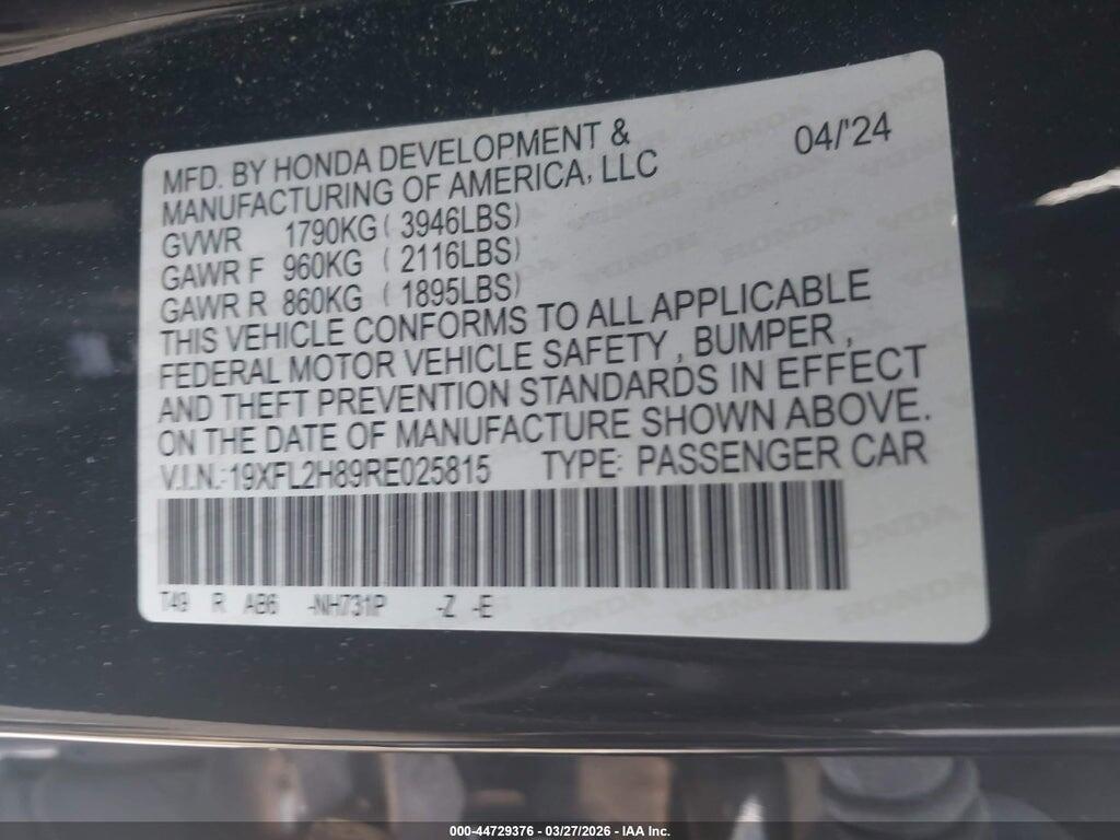 19XFL2H89RE025815 2024 HONDA CIVIC photo no. 9