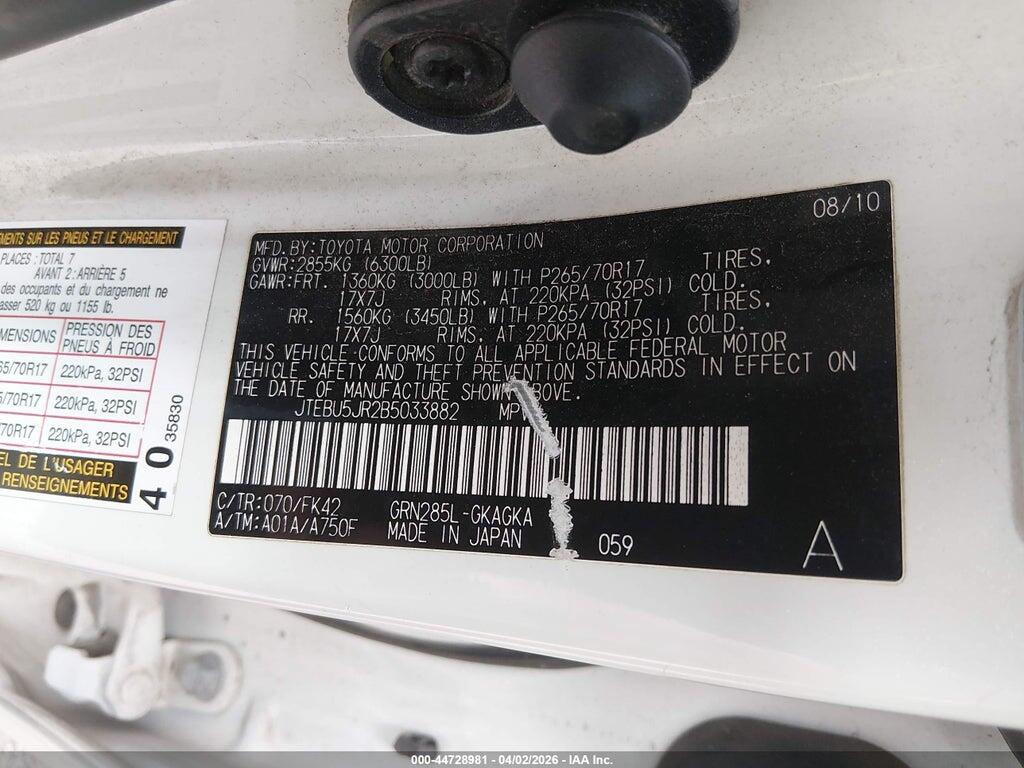 JTEBU5JR2B5033882 2011 TOYOTA 4RUNNER photo no. 9