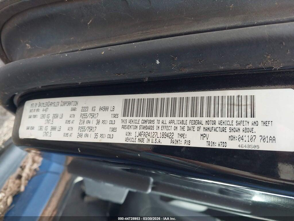 1J4FA24127L189422 2007 JEEP WRANGLER photo no. 9
