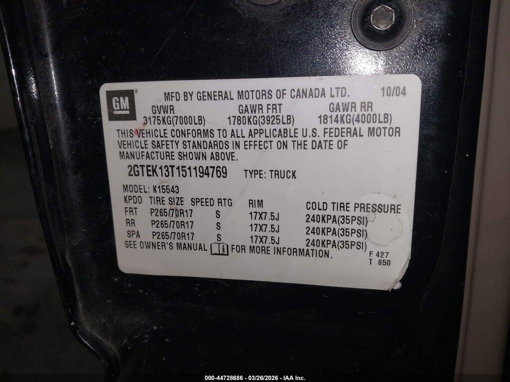 2GTEK13T151194769 2005 GMC SIERRA 1500 photo no. 9