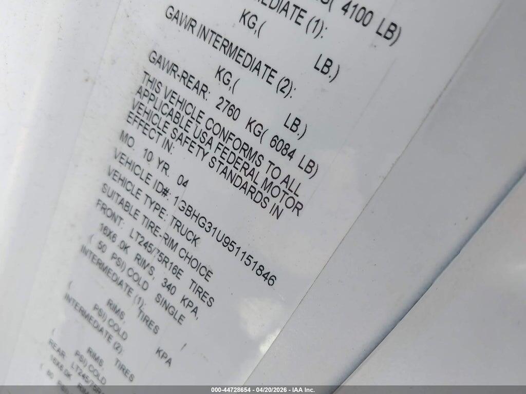 1GBHG31U951151846 2005 CHEVROLET EXPRESS CUTAWAY photo no. 9