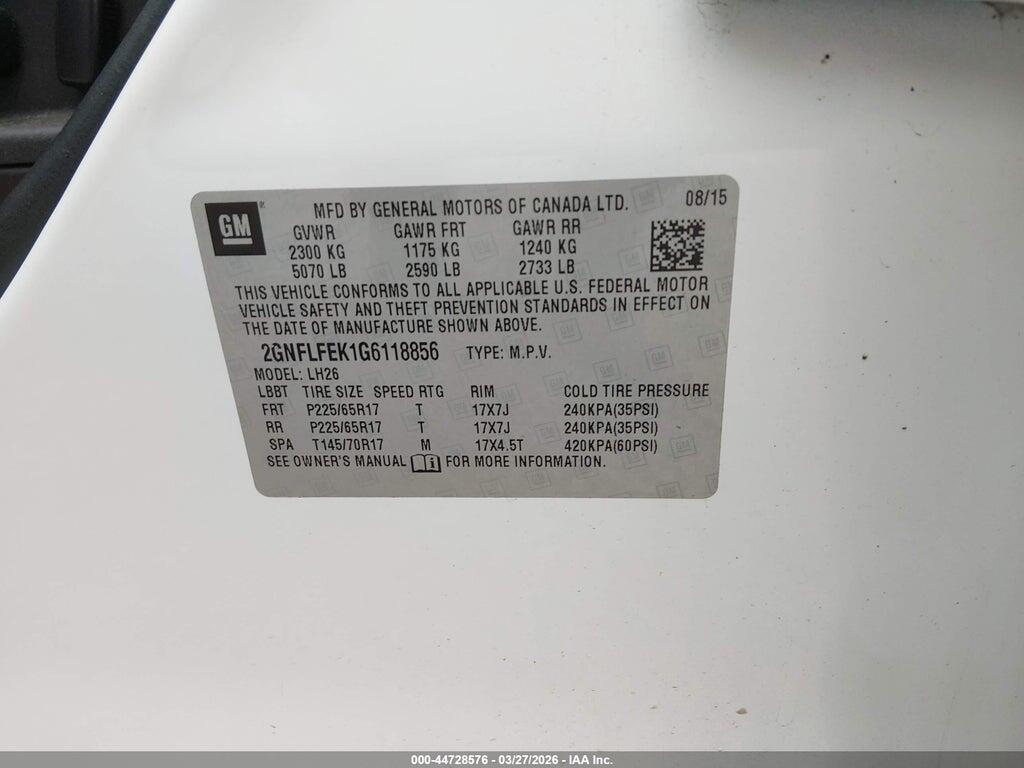 2GNFLFEK1G6118856 2016 CHEVROLET EQUINOX photo no. 9