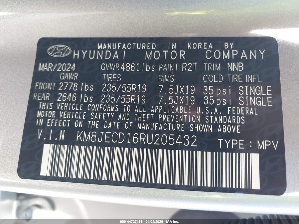 KM8JECD16RU205432 2024 HYUNDAI TUCSON HYBRID photo no. 9