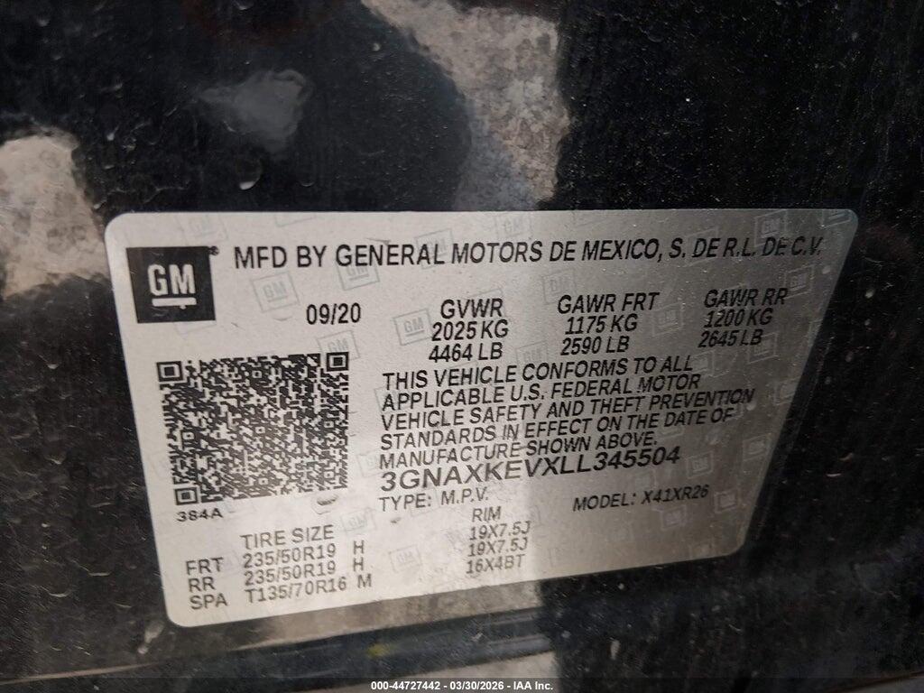 3GNAXKEVXLL345504 2020 CHEVROLET EQUINOX photo no. 9