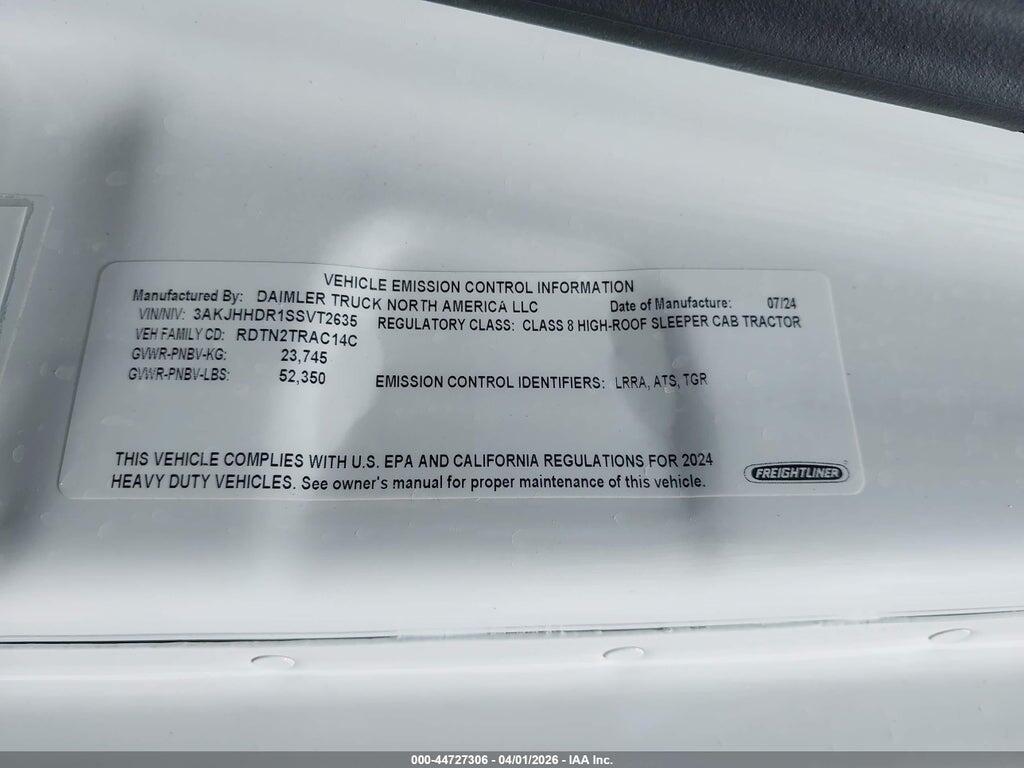 3AKJHHDR1SSVT2635 2025 FREIGHTLINER NEW CASCADIA 126 photo no. 8