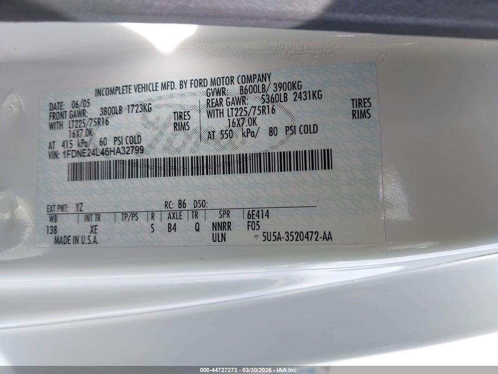 1FDNE24L46HA32799 2006 FORD E-250 photo no. 9