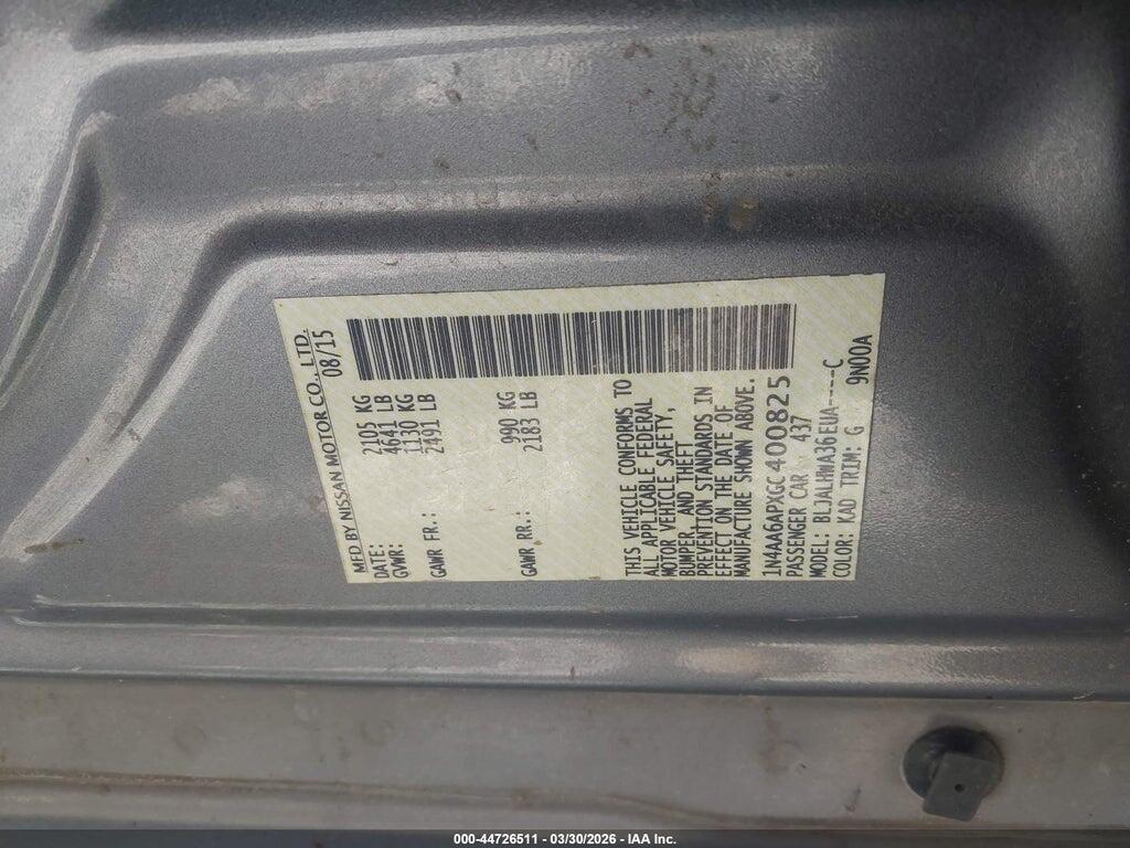 1N4AA6APXGC400825 2016 NISSAN MAXIMA photo no. 9