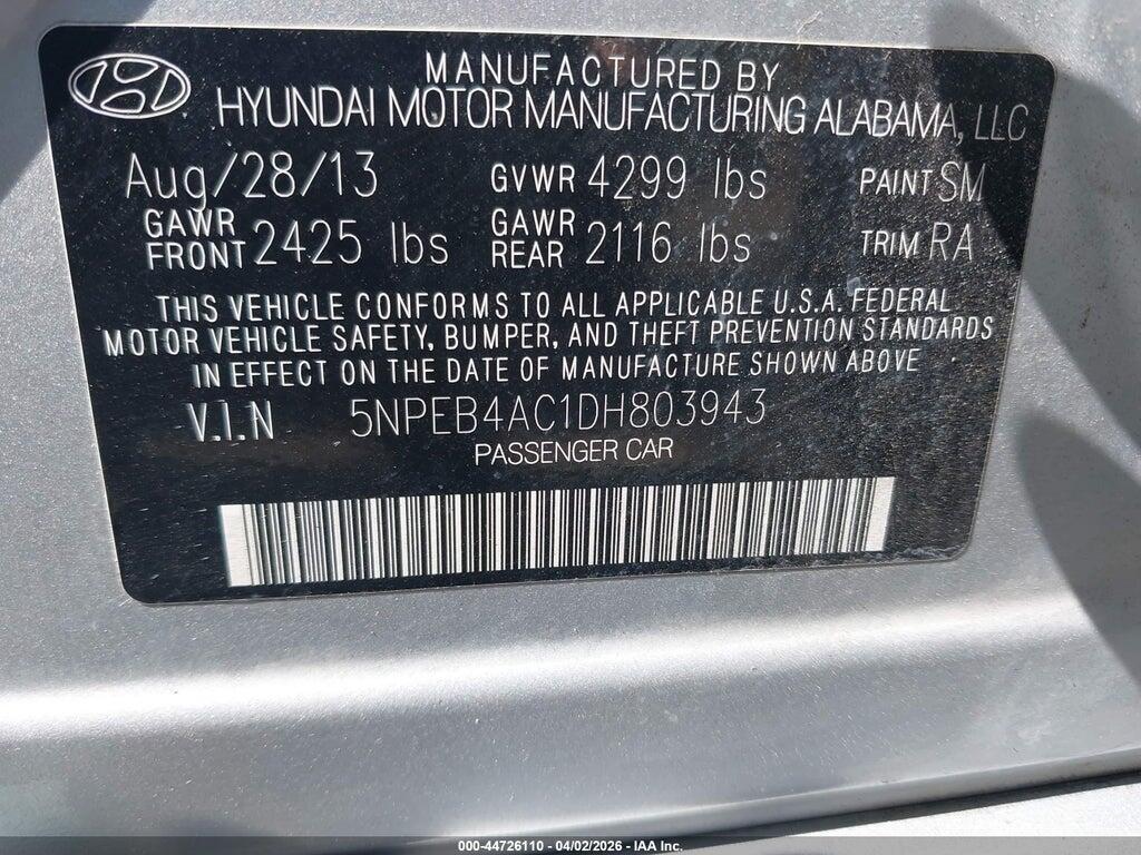 5NPEB4AC1DH803943 2013 HYUNDAI SONATA photo no. 9