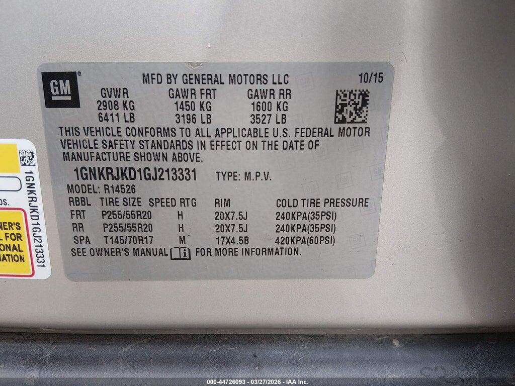 1GNKRJKD1GJ213331 2016 CHEVROLET TRAVERSE photo no. 9