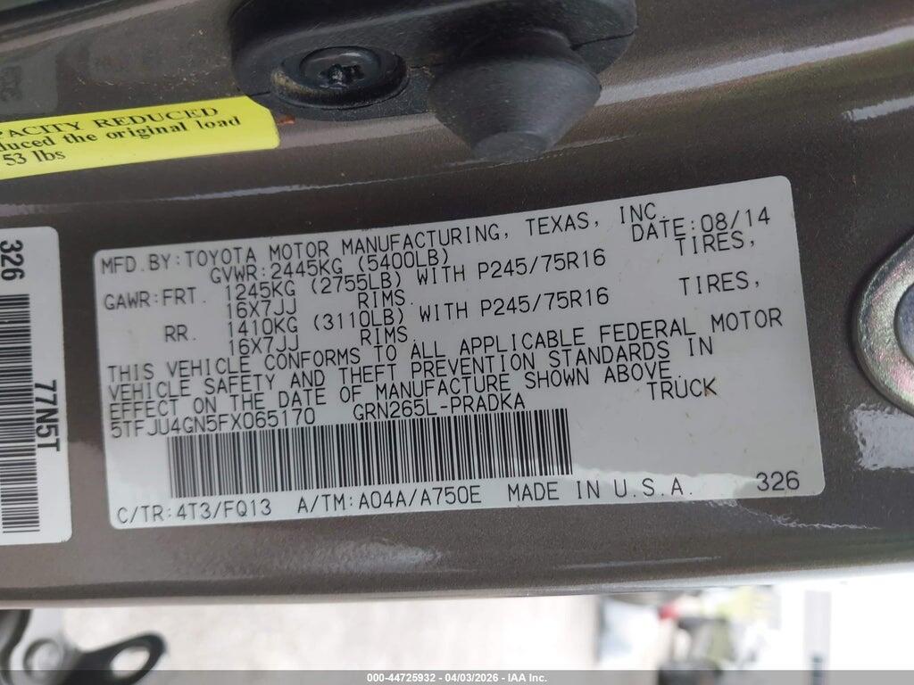 5TFJU4GN5FX065170 2015 TOYOTA TACOMA photo no. 9