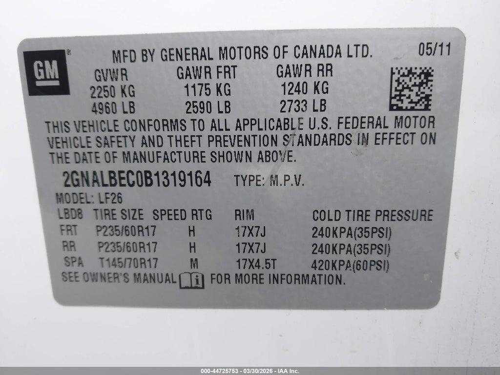 2GNALBEC0B1319164 2011 CHEVROLET EQUINOX photo no. 9