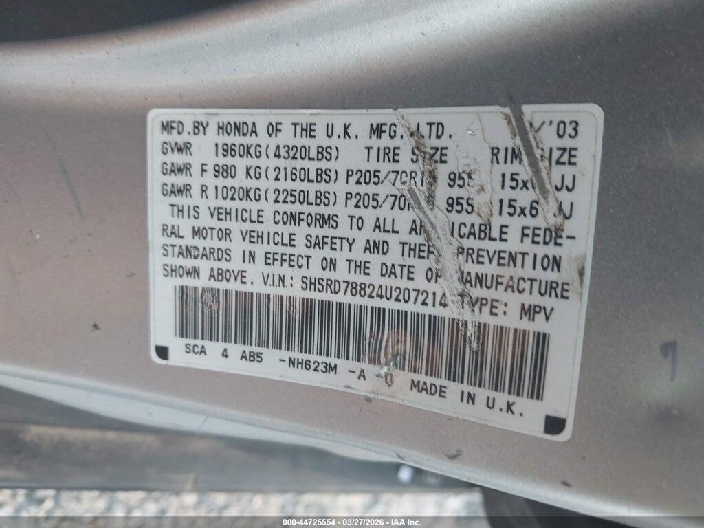 SHSRD78824U207214 2004 HONDA CR-V photo no. 9