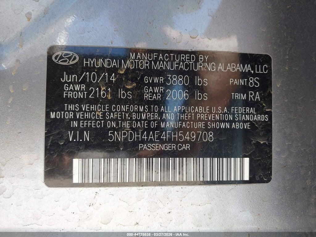 5NPDH4AE4FH549708 2015 HYUNDAI ELANTRA photo no. 9