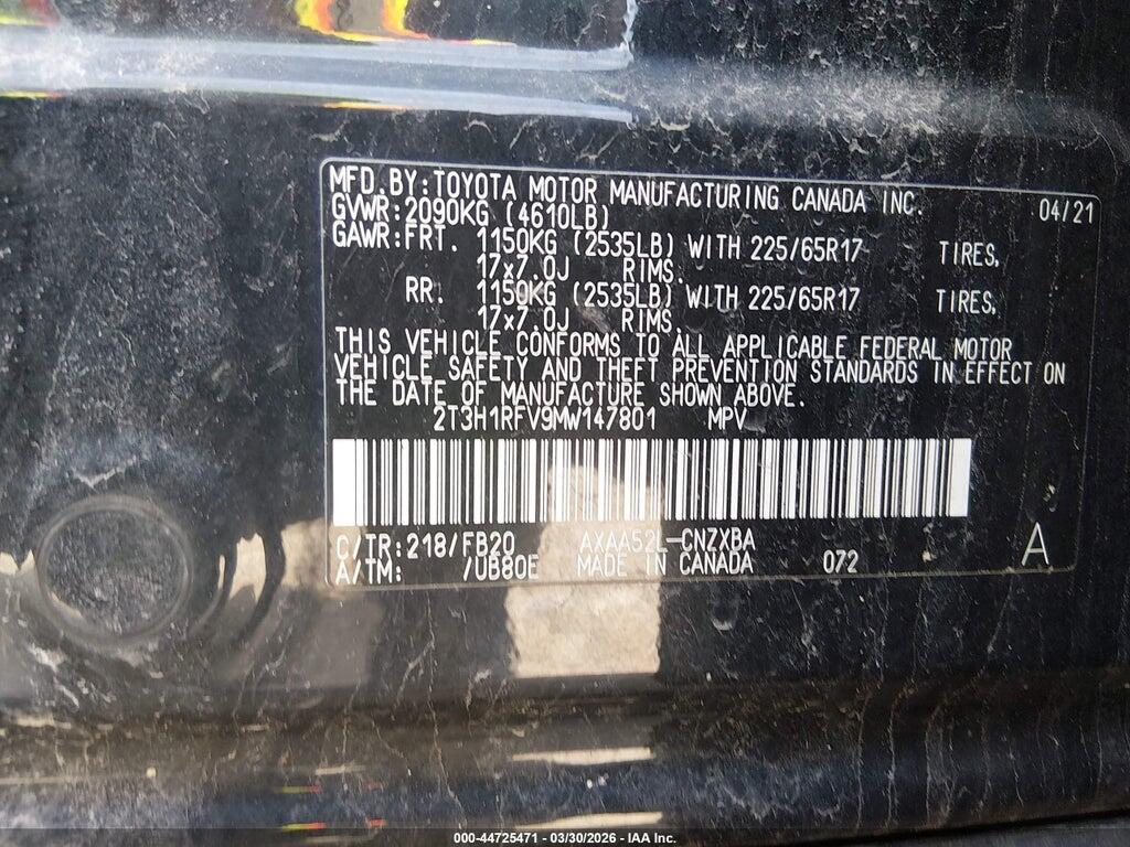 2T3H1RFV9MW147801 2021 TOYOTA RAV4 photo no. 9