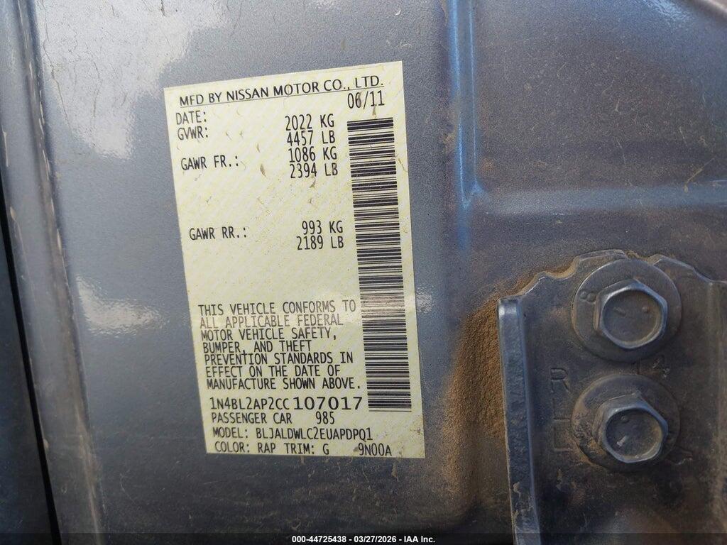 1N4BL2AP2CC107017 2012 NISSAN ALTIMA photo no. 9