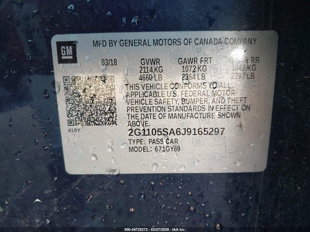 2G1105SA6J9165297 2018 CHEVROLET IMPALA photo no. 9