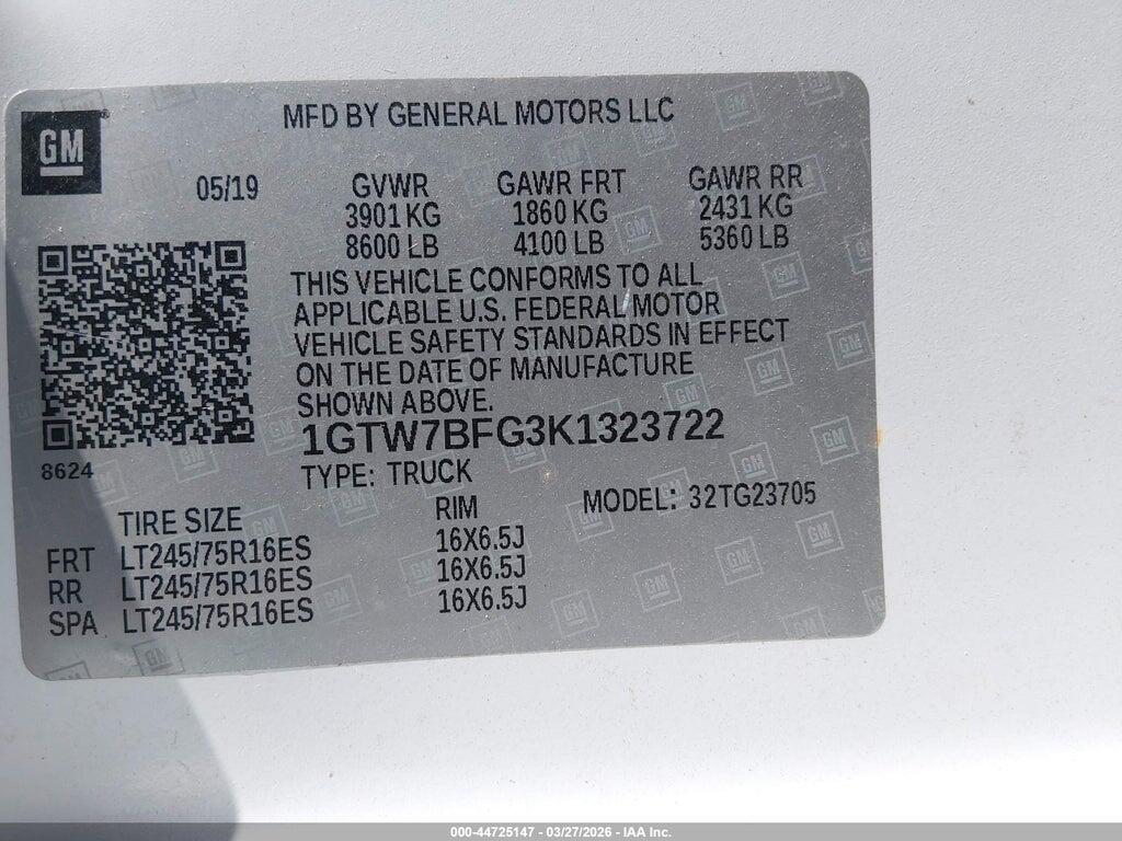 1GTW7BFG3K1323722 2019 GMC SAVANA 2500 photo no. 9