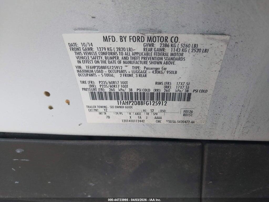 1FAHP2D88FG125912 2015 FORD TAURUS photo no. 9