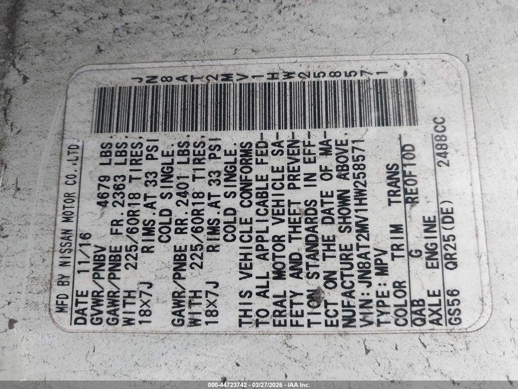 JN8AT2MV1HW258571 2017 NISSAN ROGUE photo no. 9