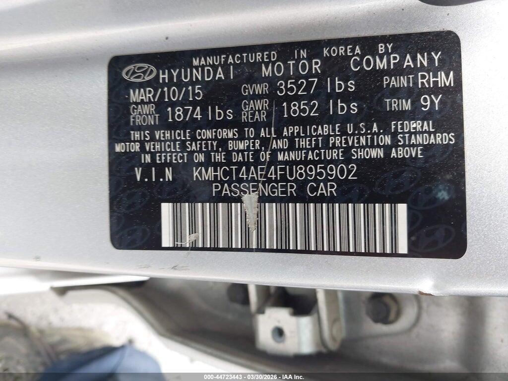 KMHCT4AE4FU895902 2015 HYUNDAI ACCENT photo no. 9