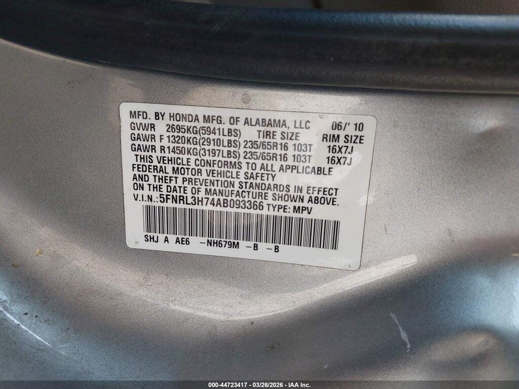5FNRL3H74AB093366 2010 HONDA ODYSSEY photo no. 9