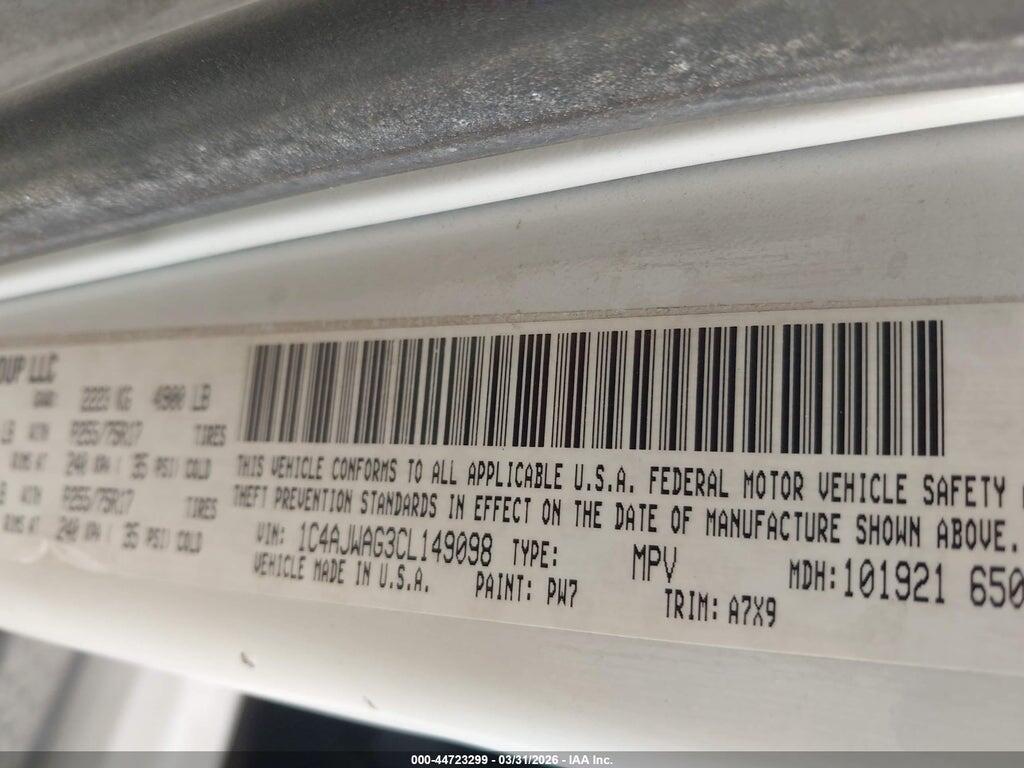 1C4AJWAG3CL149098 2012 JEEP WRANGLER photo no. 9