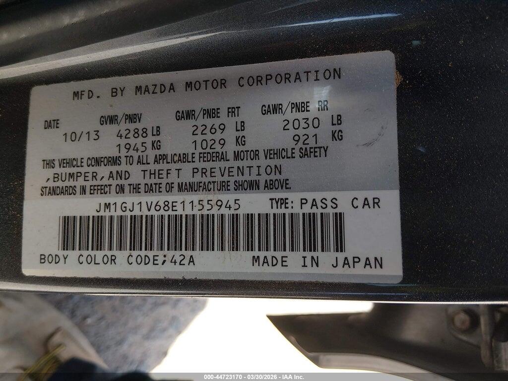 JM1GJ1V68E1155945 2014 MAZDA MAZDA6 photo no. 9